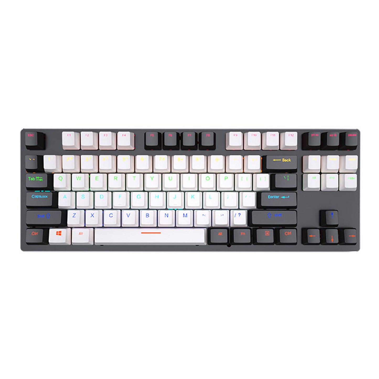 USB 87 Keys Punk Wired Gaming Keyboard Splash-Proof Design Black and white