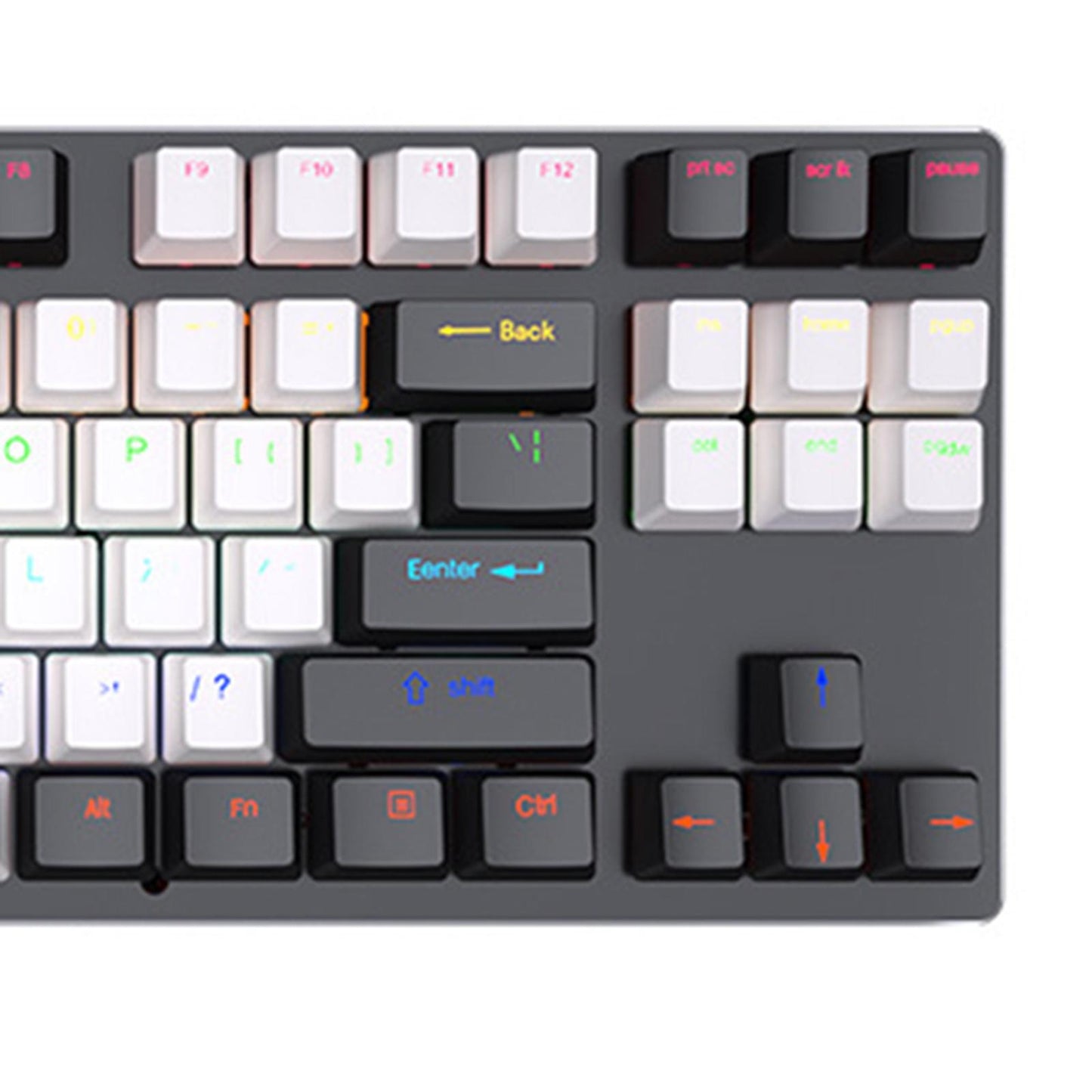 USB 87 Keys Punk Wired Gaming Keyboard Splash-Proof Design Black and white