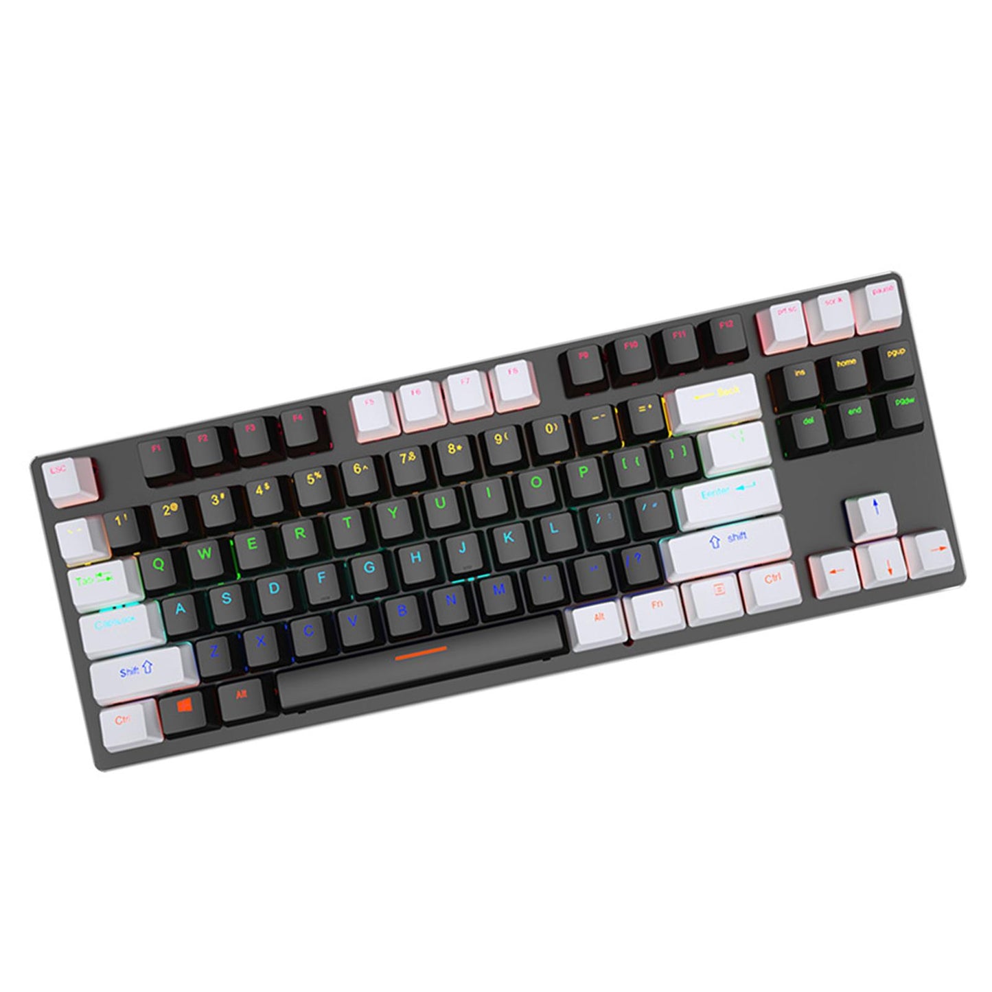 USB 87 Keys Punk Wired Gaming Keyboard Splash-Proof Design white and Black