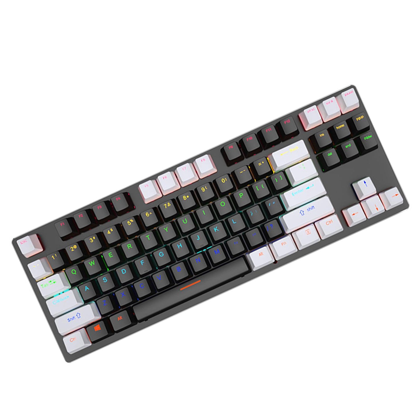 USB 87 Keys Punk Wired Gaming Keyboard Splash-Proof Design white and Black