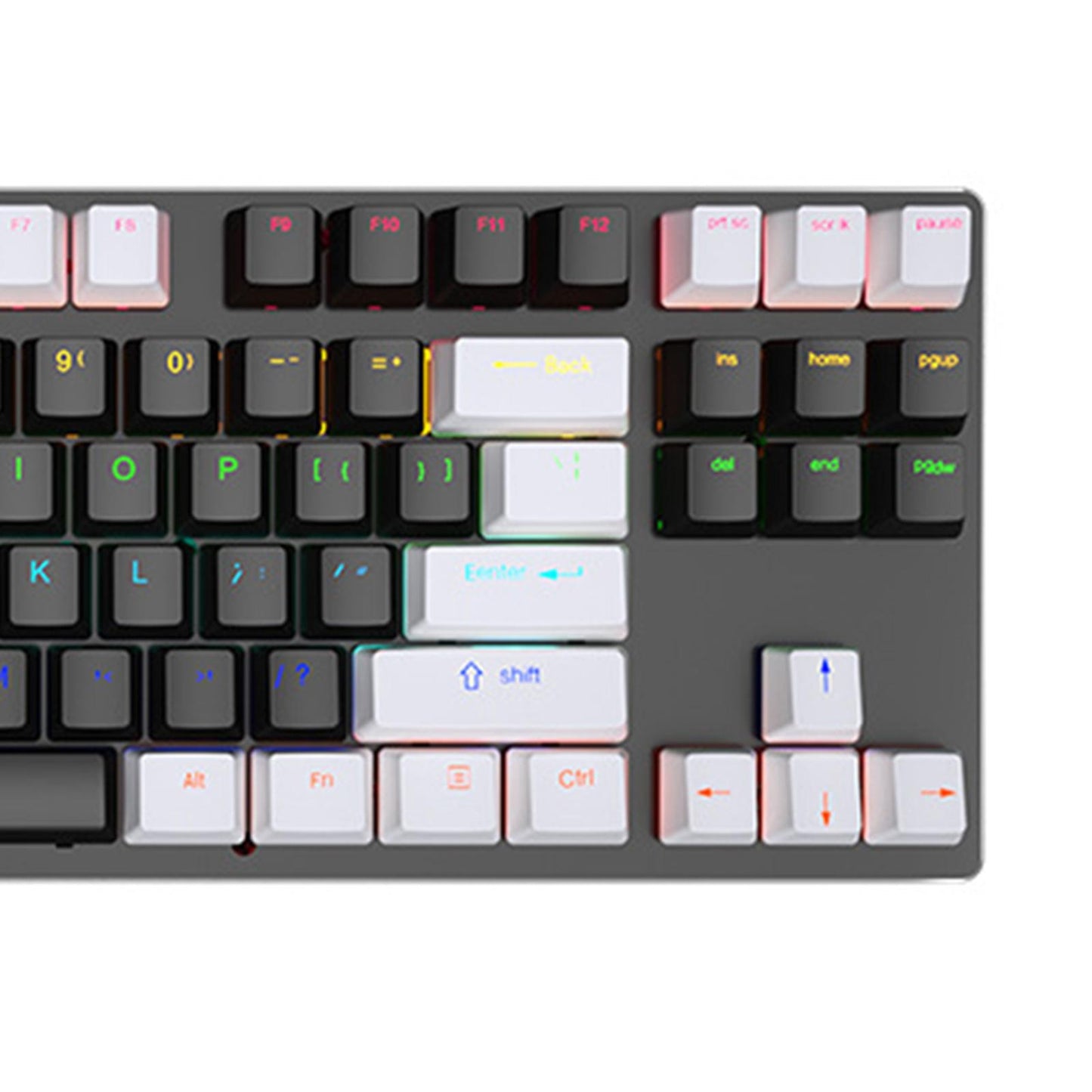 USB 87 Keys Punk Wired Gaming Keyboard Splash-Proof Design white and Black