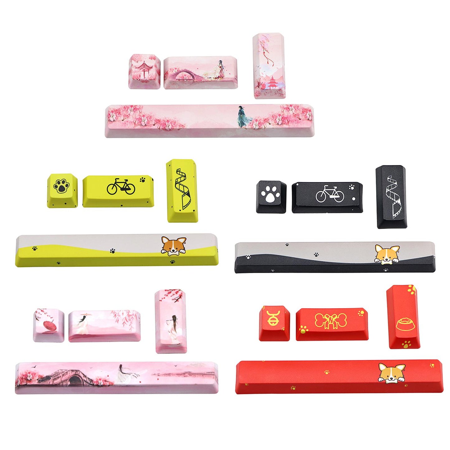 4-pack Keycaps Set PBT Five Sides Dye-Subbed Space Bar 6.25U ESC Entre keys A