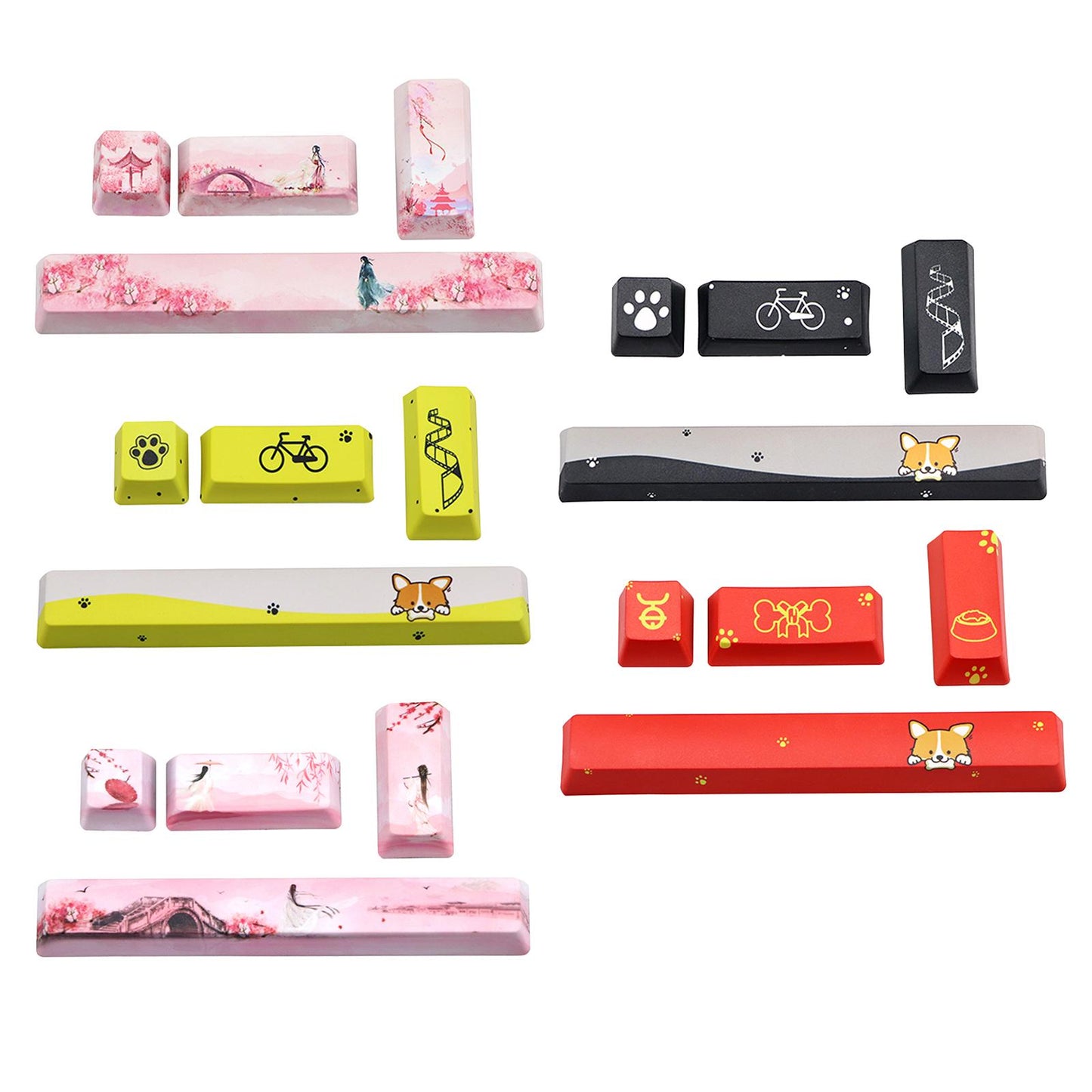 4-pack Keycaps Set PBT Five Sides Dye-Subbed Space Bar 6.25U ESC Entre keys A