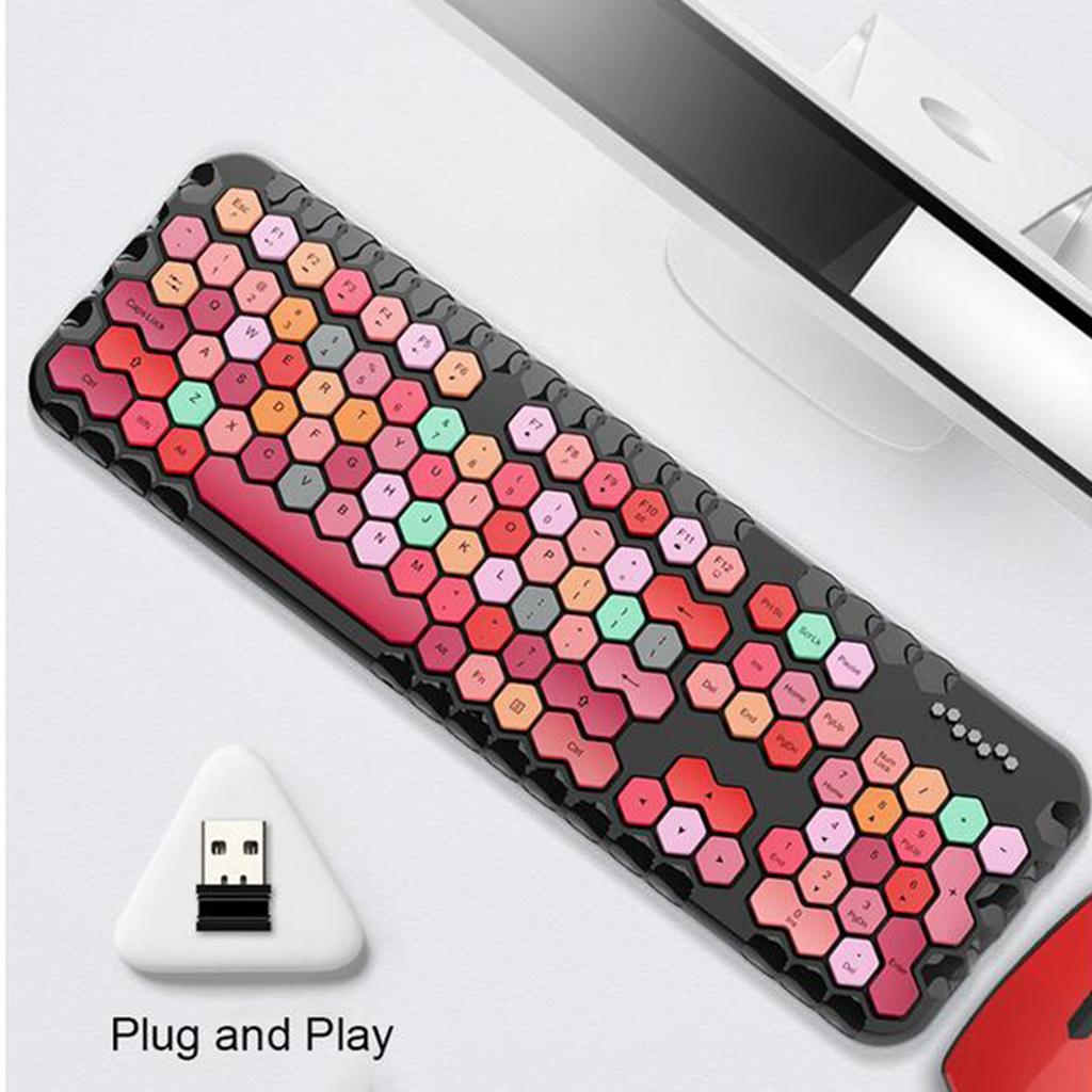 2.4GHz Wireless Keyboard and Mouse set for Mac PC/Laptop Black Mixed Color