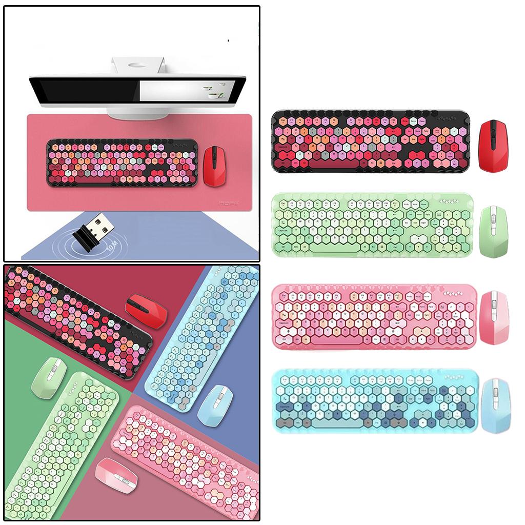 2.4GHz Wireless Keyboard and Mouse set for Mac PC/Laptop Black Mixed Color