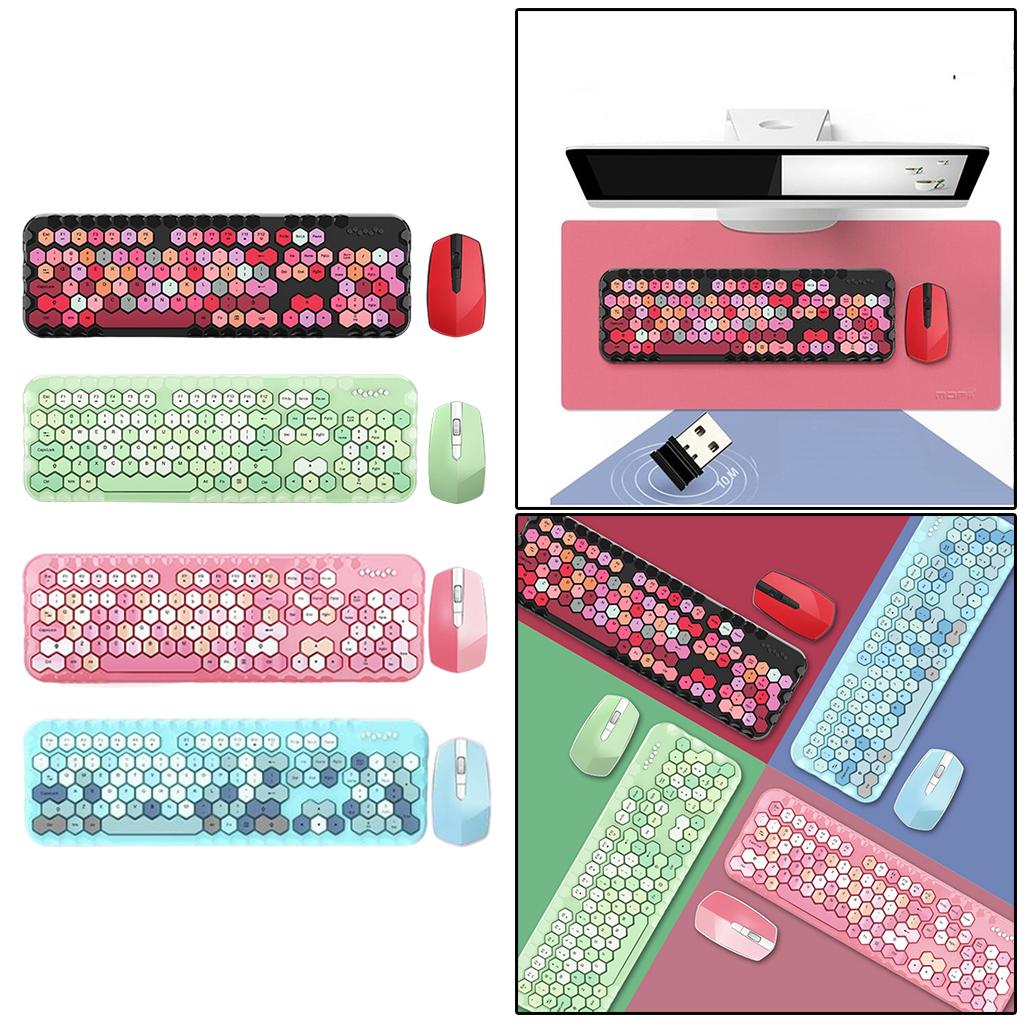 2.4GHz Wireless Keyboard and Mouse set for Mac PC/Laptop Black Mixed Color