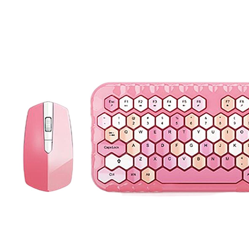 2.4GHz Wireless Keyboard and Mouse set for Mac PC/Laptop Pink Mixed Color