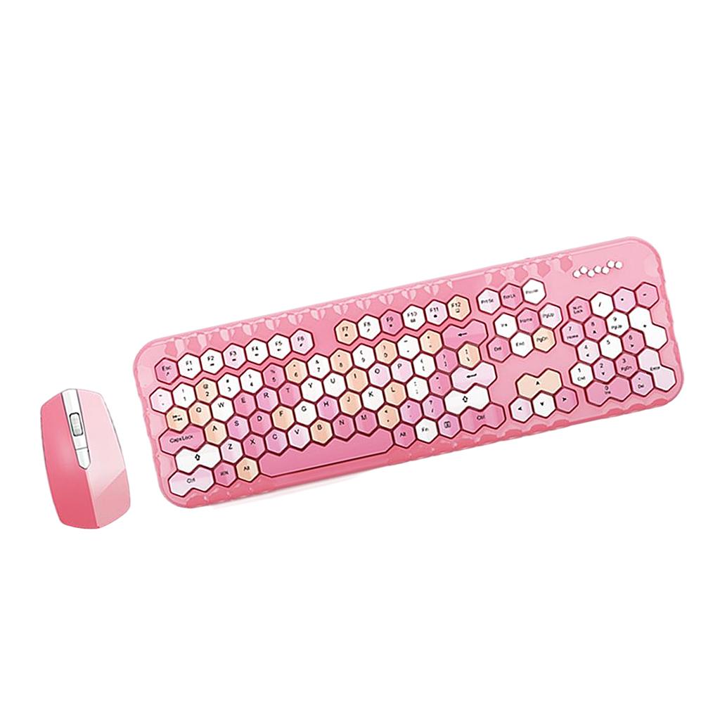 2.4GHz Wireless Keyboard and Mouse set for Mac PC/Laptop Pink Mixed Color