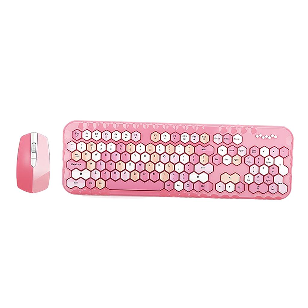 2.4GHz Wireless Keyboard and Mouse set for Mac PC/Laptop Pink Mixed Color