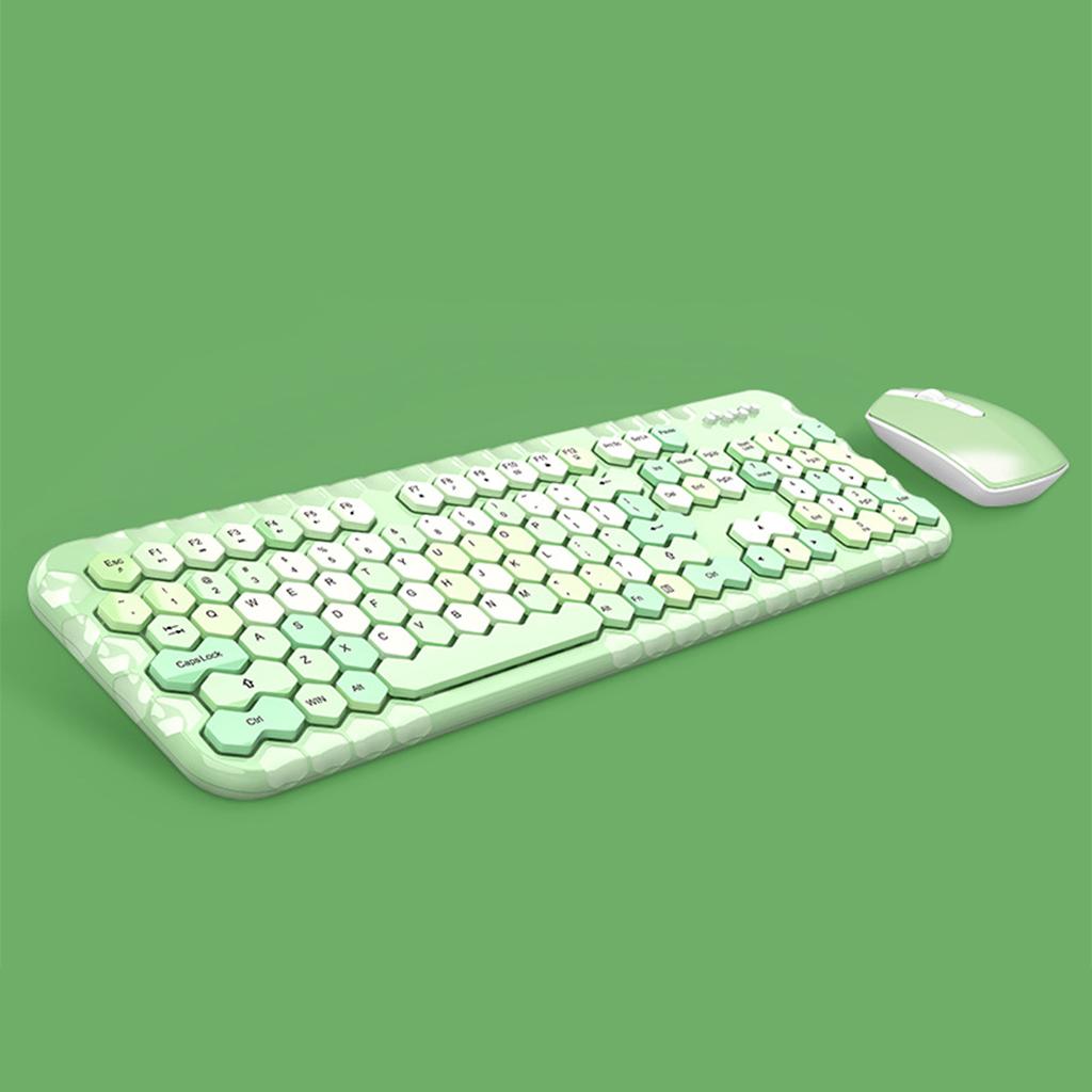 2.4GHz Wireless Keyboard and Mouse set for Mac PC/Laptop Green Mixed Color