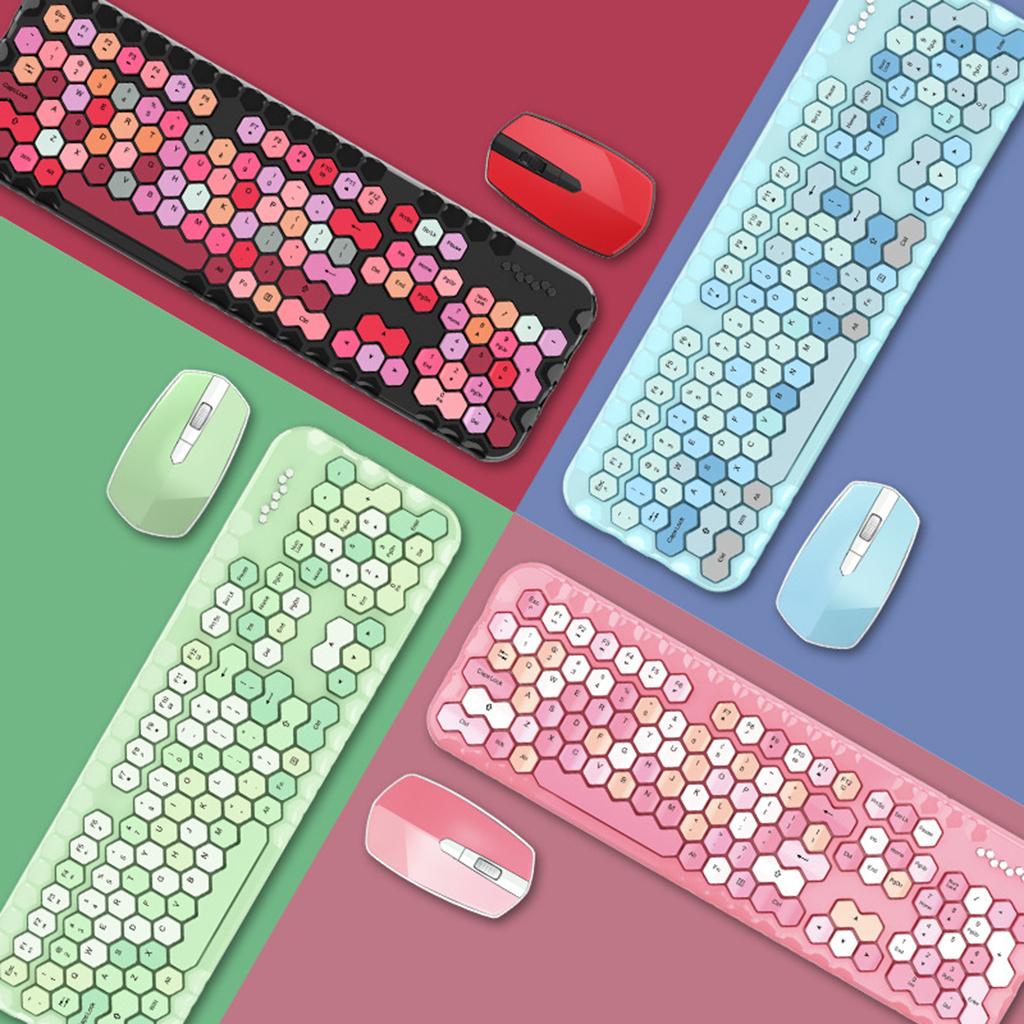 2.4GHz Wireless Keyboard and Mouse set for Mac PC/Laptop Green Mixed Color