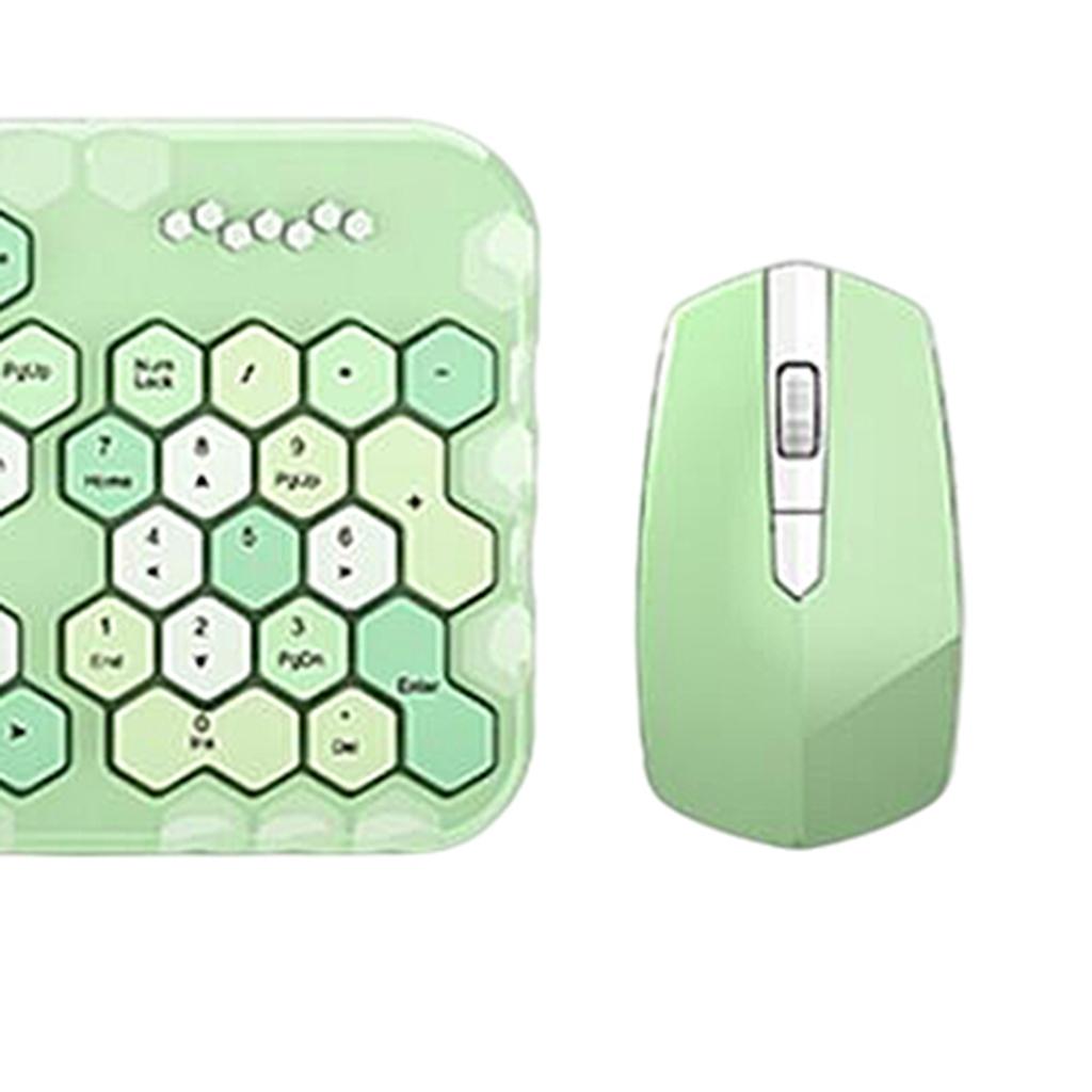 2.4GHz Wireless Keyboard and Mouse set for Mac PC/Laptop Green Mixed Color