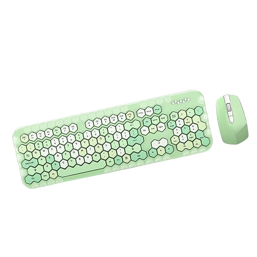 2.4GHz Wireless Keyboard and Mouse set for Mac PC/Laptop Green Mixed Color