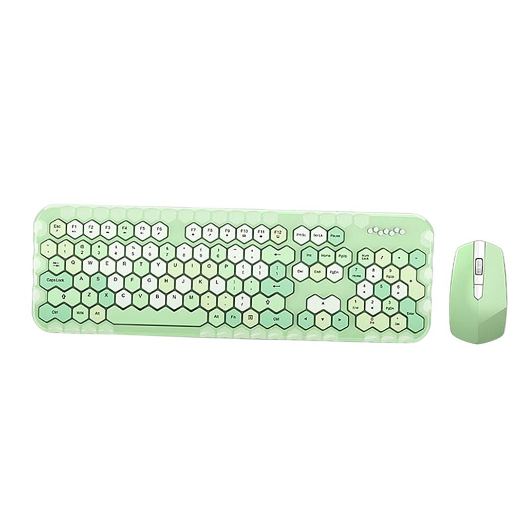 2.4GHz Wireless Keyboard and Mouse set for Mac PC/Laptop Green Mixed Color