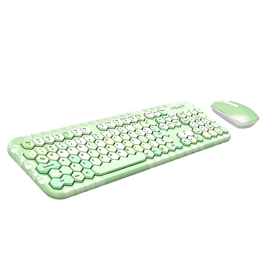 2.4GHz Wireless Keyboard and Mouse set for Mac PC/Laptop Green Mixed Color