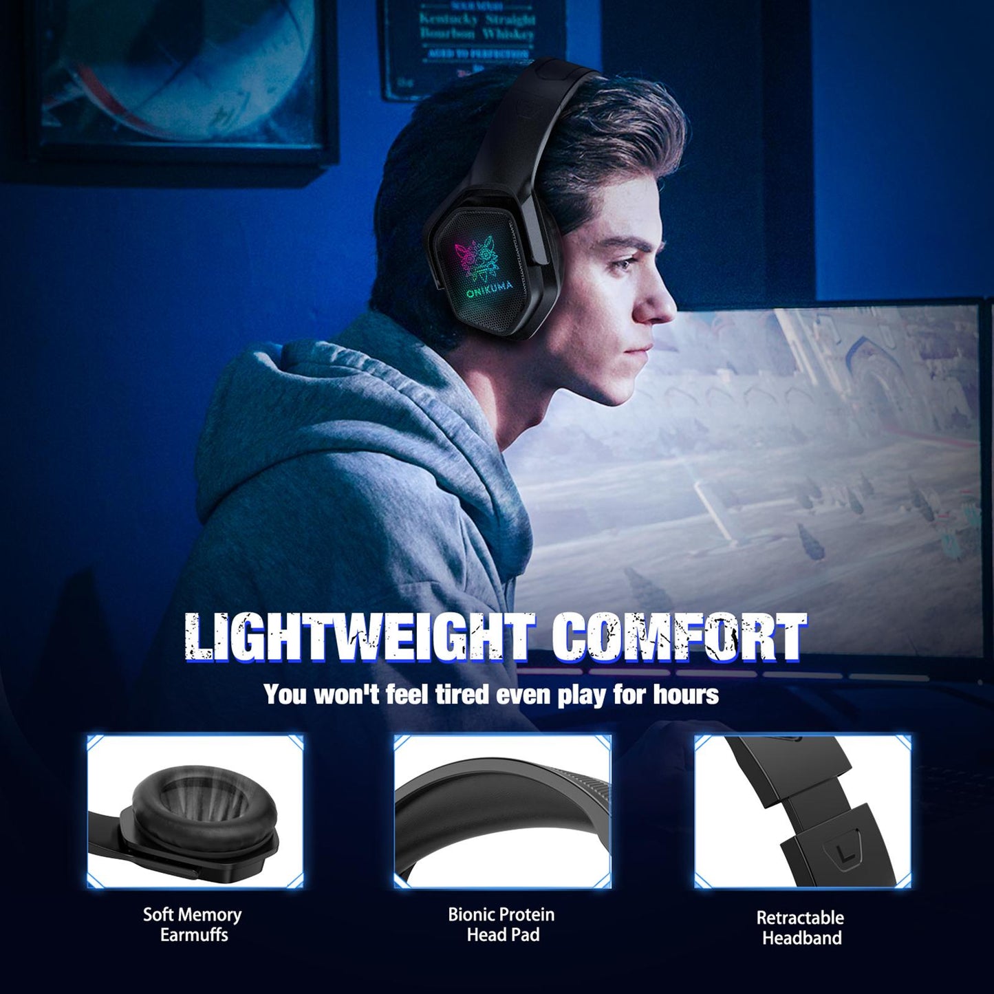 Gaming Headset w/Mic RGB LED Headphones Stereo Bass For PS5/PS4/PC