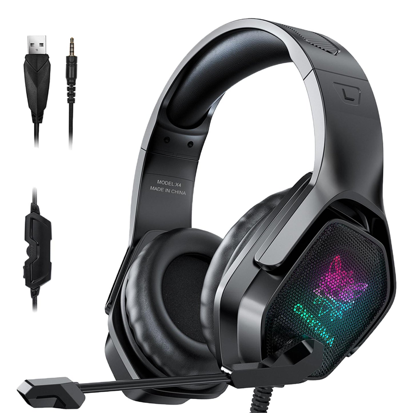 Gaming Headset w/Mic RGB LED Headphones Stereo Bass For PS5/PS4/PC