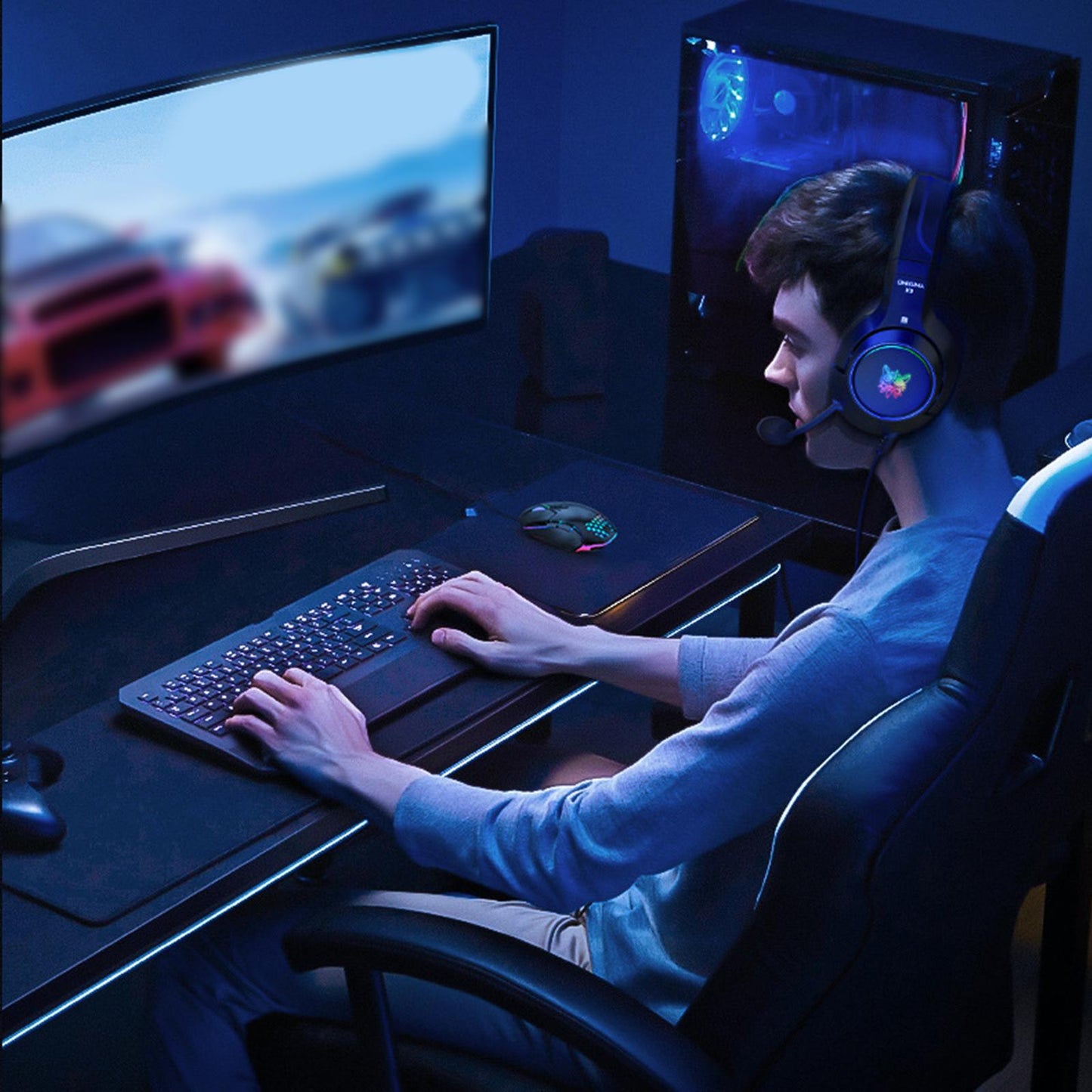 RGB Wired Gaming Headset Headphone with Microphone for PS4 for iPad Laptop