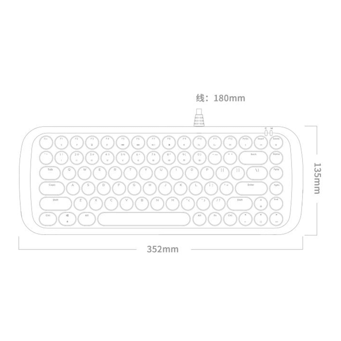 Colorful USB Wired Mechanical Keyboard 84 keys Retro Round Keycaps w/Backlit Pink Mixed