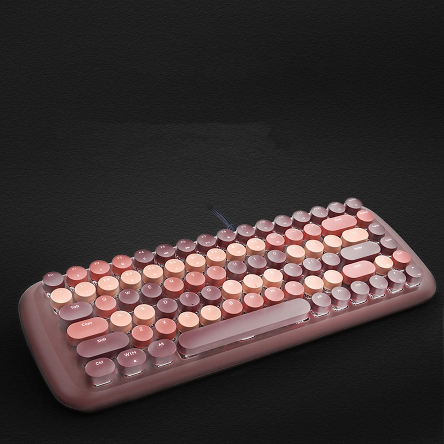 Colorful USB Wired Mechanical Keyboard 84 keys Retro Round Keycaps w/Backlit Coffee Mixed