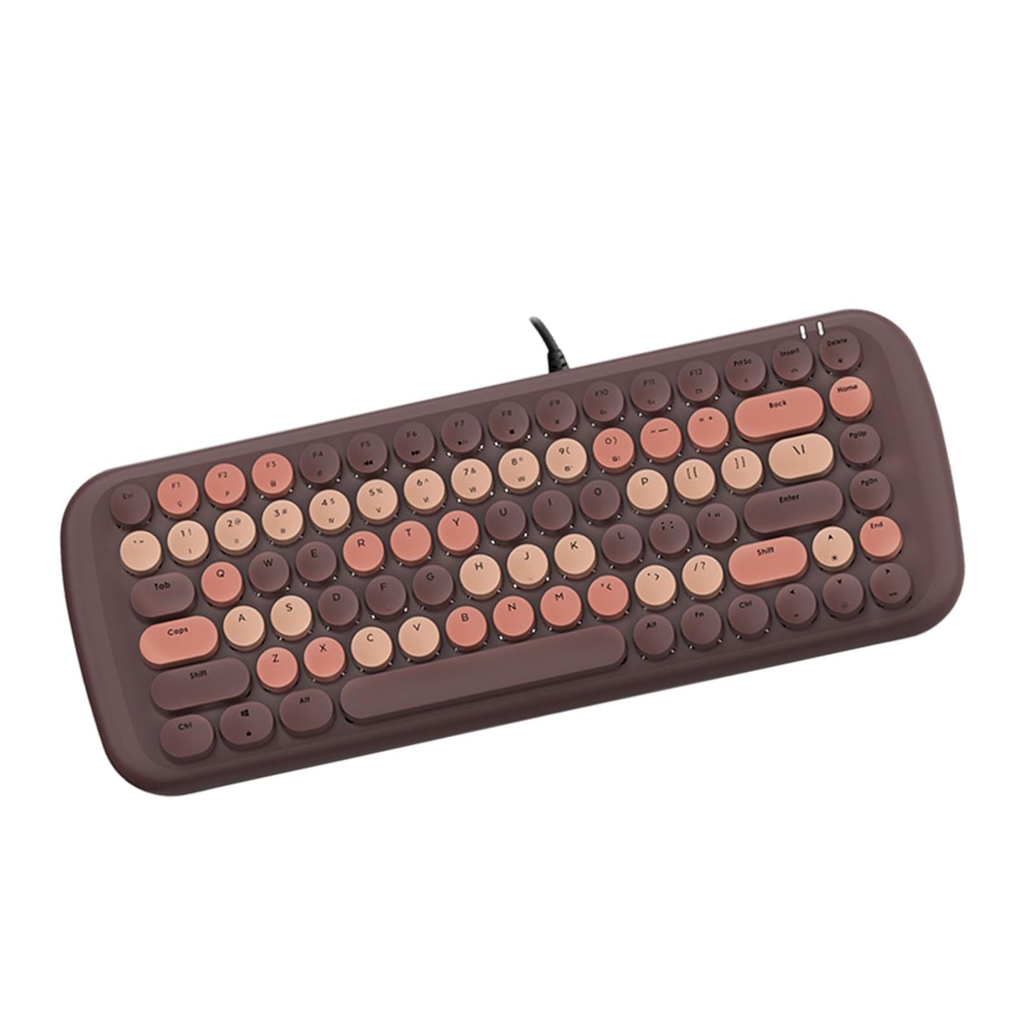 Colorful USB Wired Mechanical Keyboard 84 keys Retro Round Keycaps w/Backlit Coffee Mixed