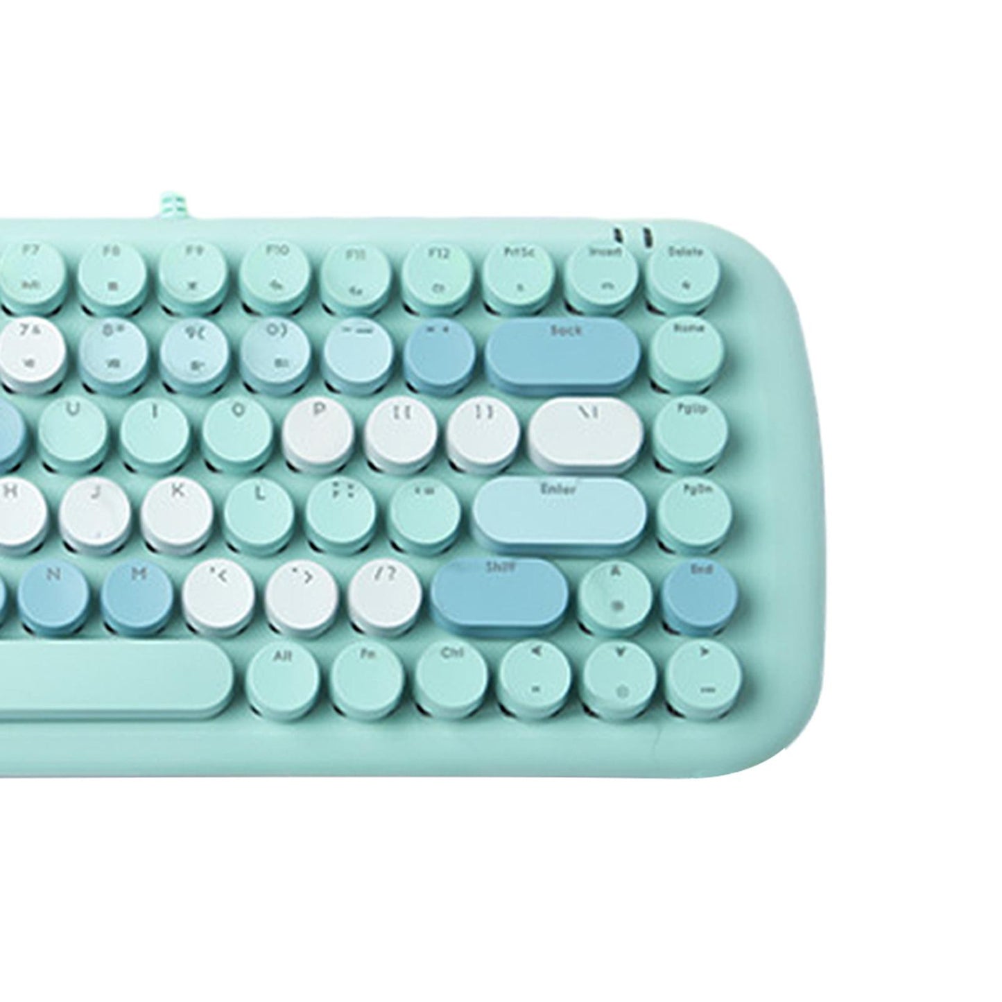 Colorful USB Wired Mechanical Keyboard 84 keys Retro Round Keycaps w/Backlit Blue Mixed