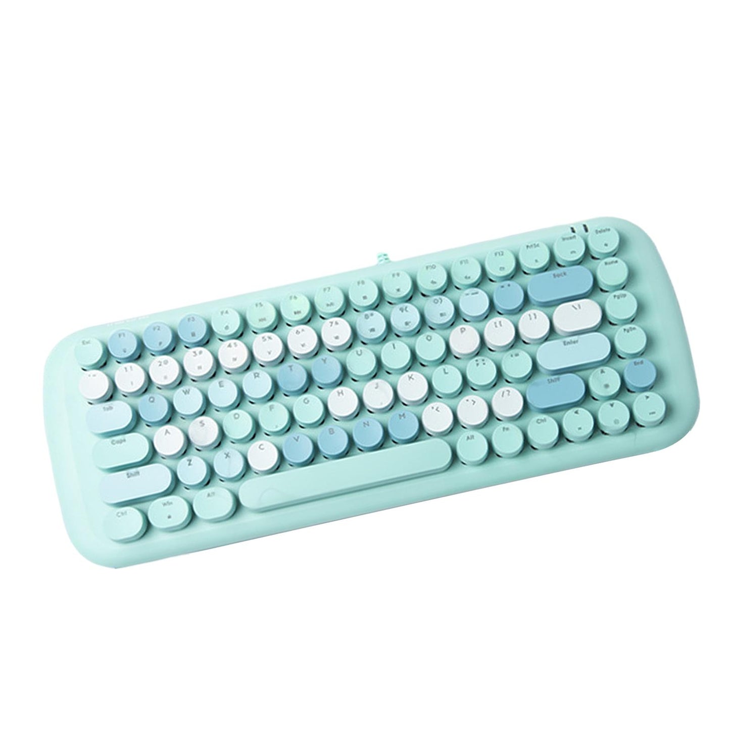 Colorful USB Wired Mechanical Keyboard 84 keys Retro Round Keycaps w/Backlit Blue Mixed