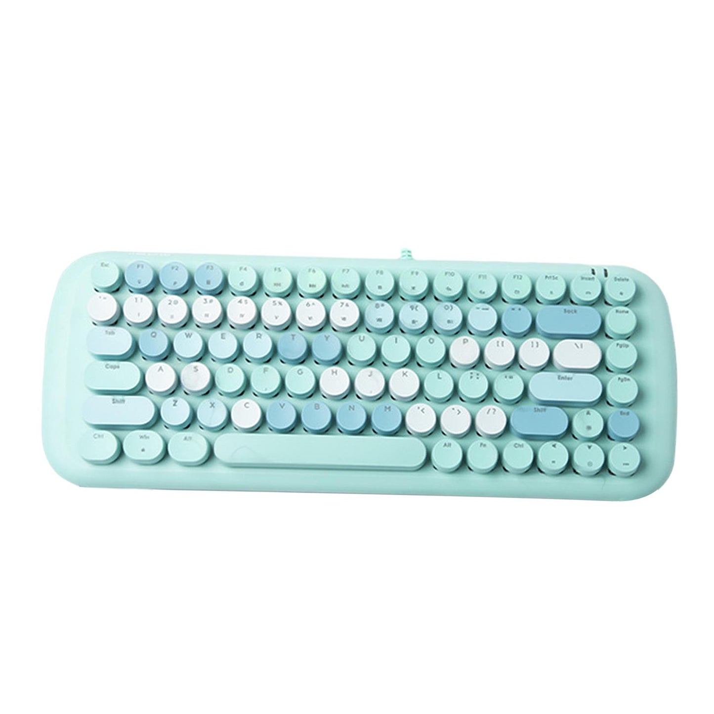 Colorful USB Wired Mechanical Keyboard 84 keys Retro Round Keycaps w/Backlit Blue Mixed