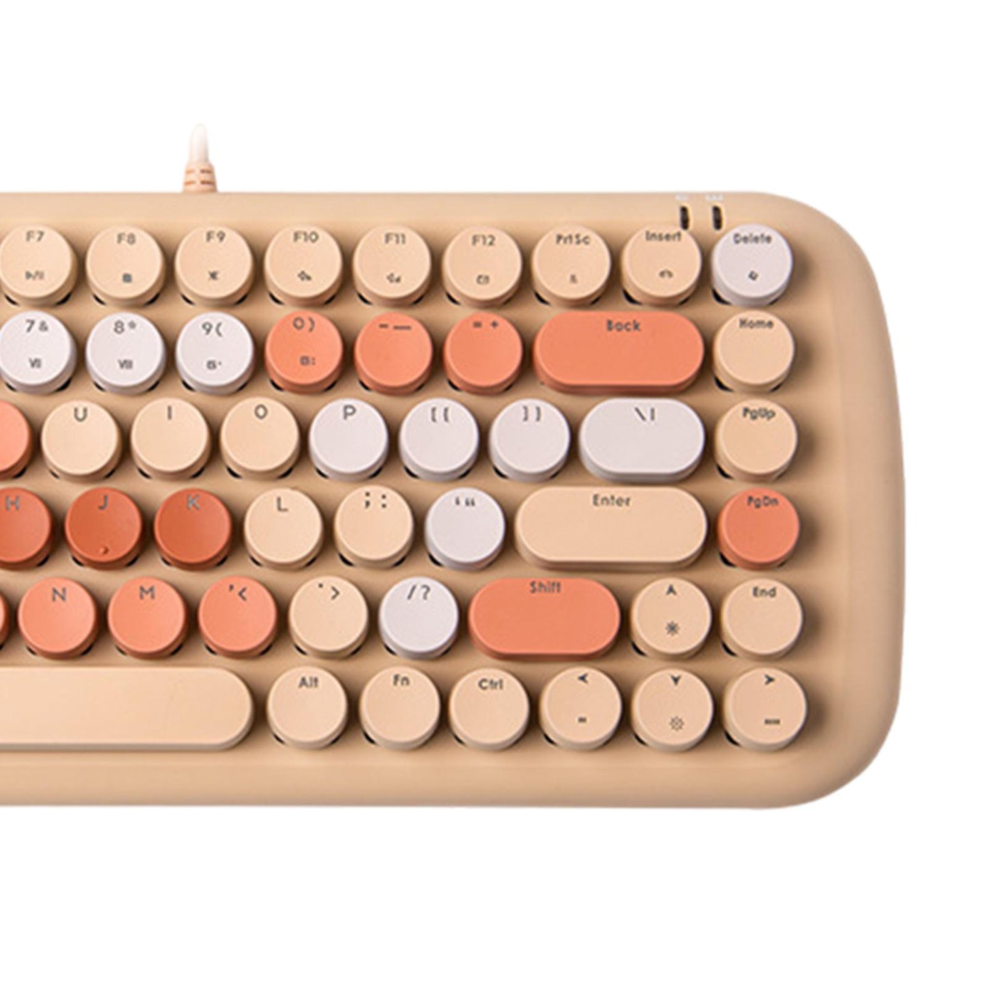 Colorful USB Wired Mechanical Keyboard 84 keys Retro Round Keycaps w/Backlit Yellow Mixed