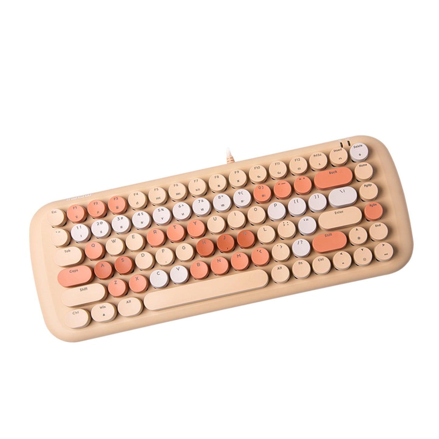 Colorful USB Wired Mechanical Keyboard 84 keys Retro Round Keycaps w/Backlit Yellow Mixed