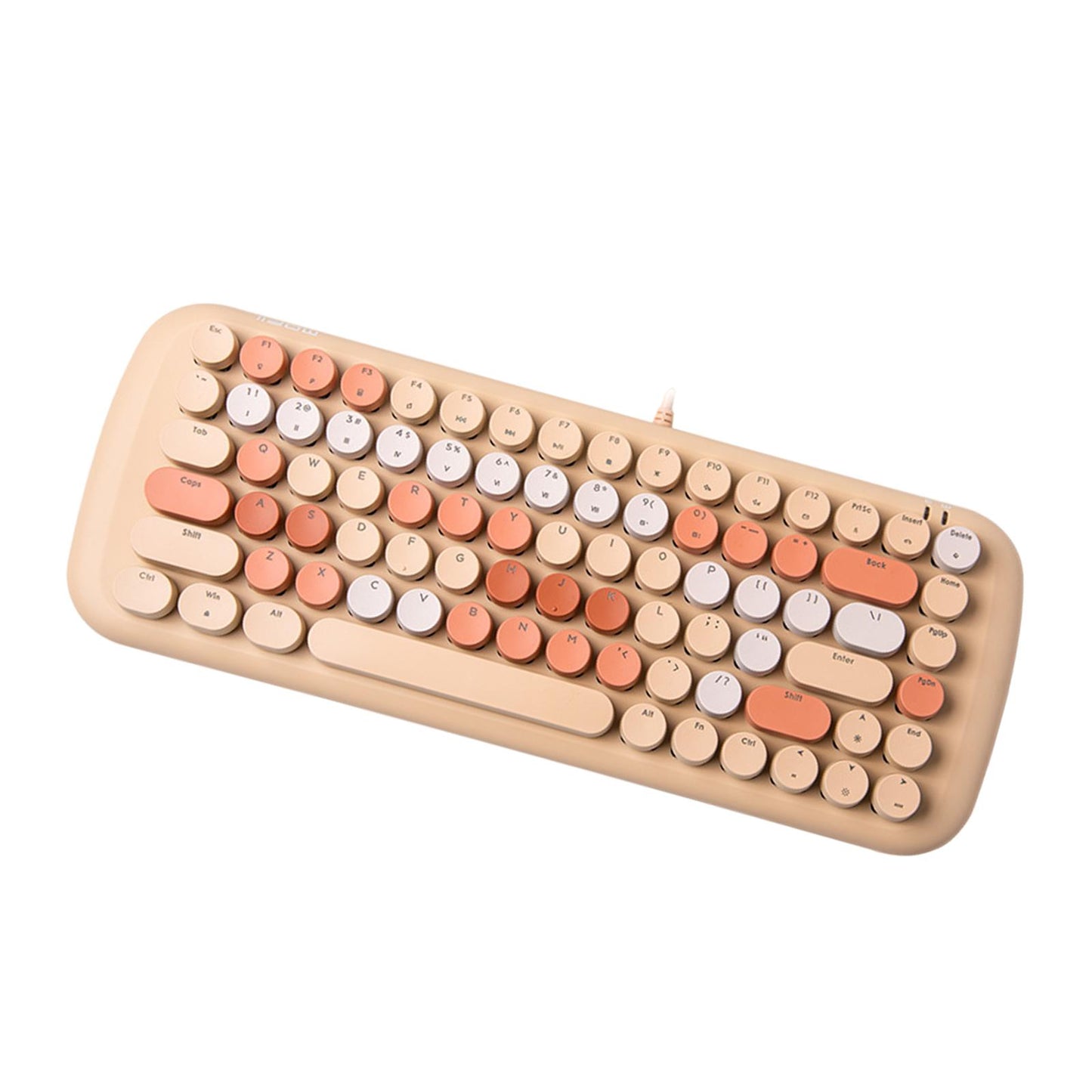 Colorful USB Wired Mechanical Keyboard 84 keys Retro Round Keycaps w/Backlit Yellow Mixed