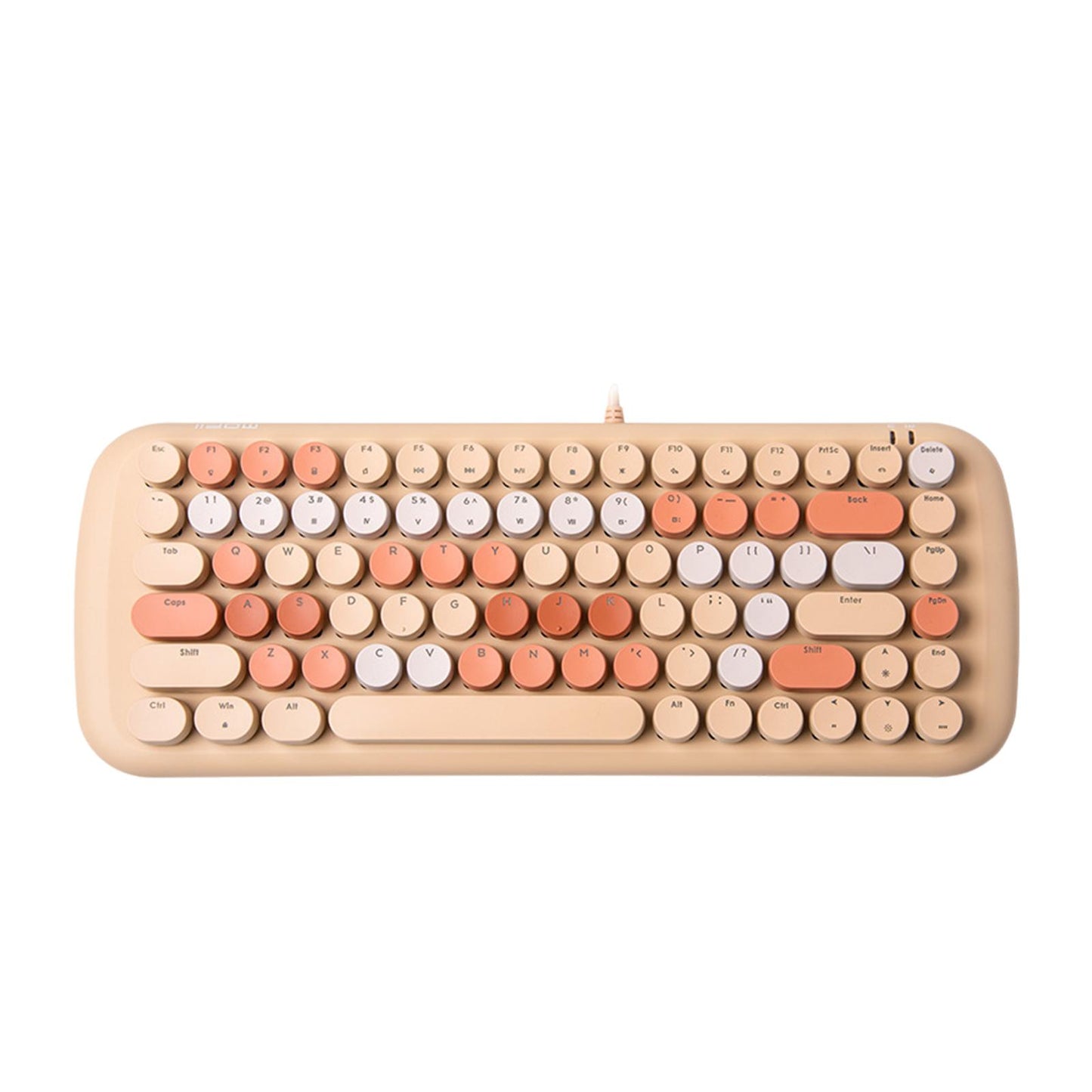 Colorful USB Wired Mechanical Keyboard 84 keys Retro Round Keycaps w/Backlit Yellow Mixed
