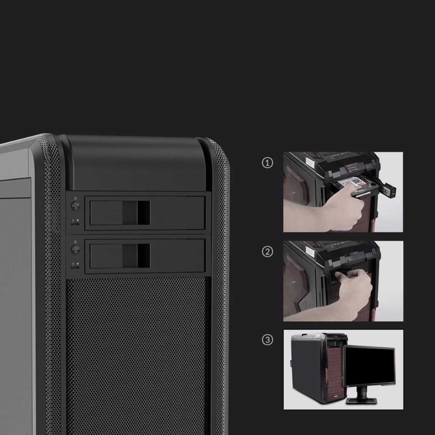 Hard Drive Caddy Mounting Bracket 3.5 inches HDD Case Plug Play Durable