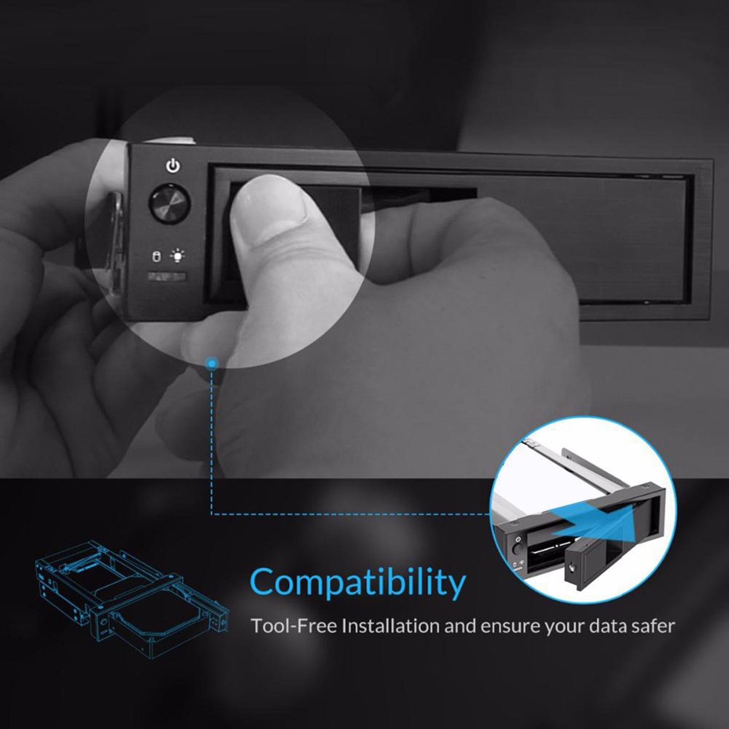 Hard Drive Caddy Mounting Bracket 3.5 inches HDD Case Plug Play Durable