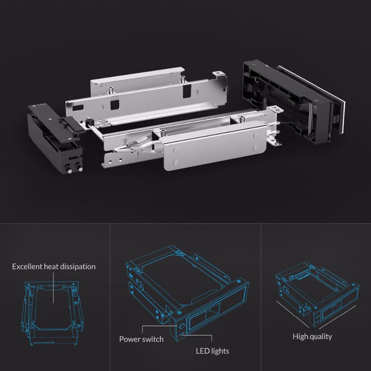 Hard Drive Caddy Mounting Bracket 3.5 inches HDD Case Plug Play Durable