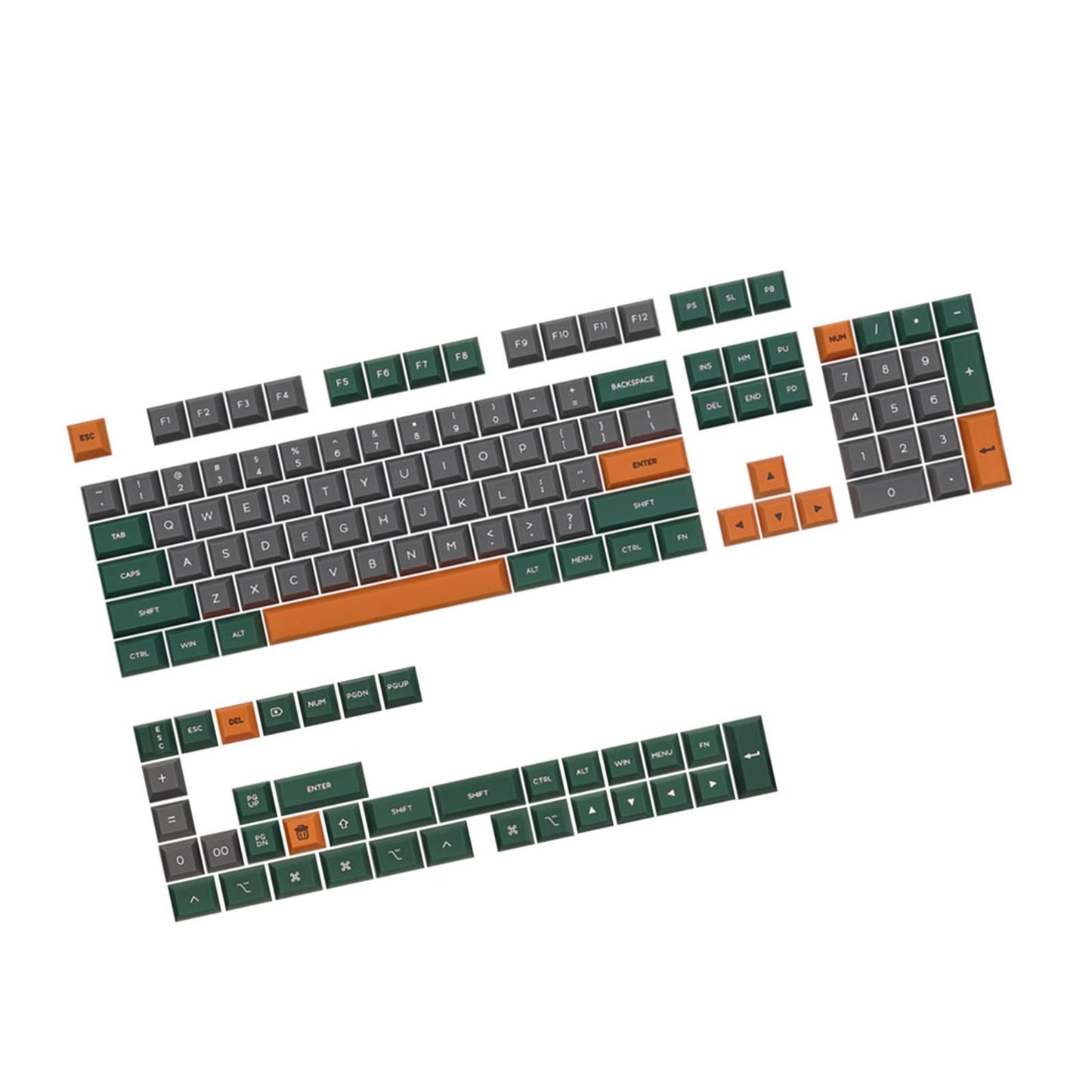 140-Key PC Mechanical Keyboard Keycaps Dustproof Home Office DIY Green