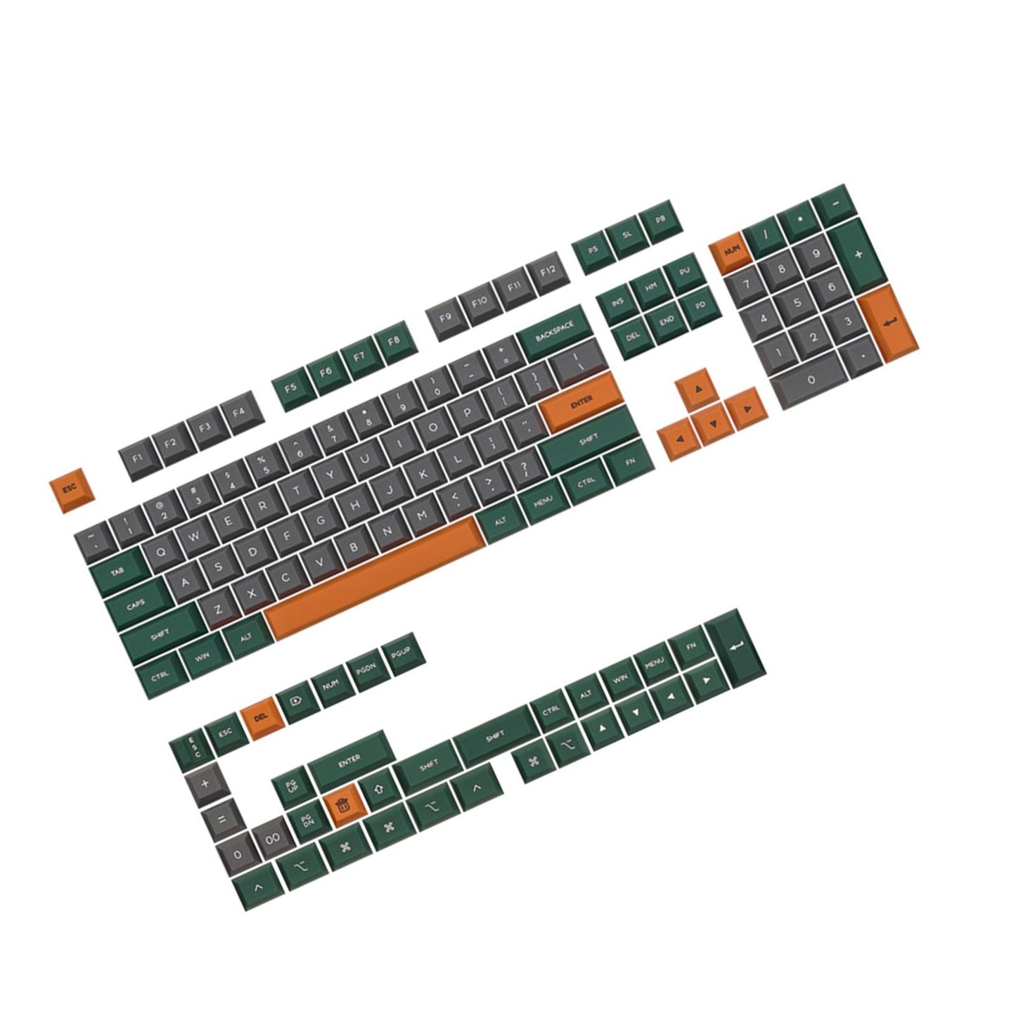 140-Key PC Mechanical Keyboard Keycaps Dustproof Home Office DIY Green