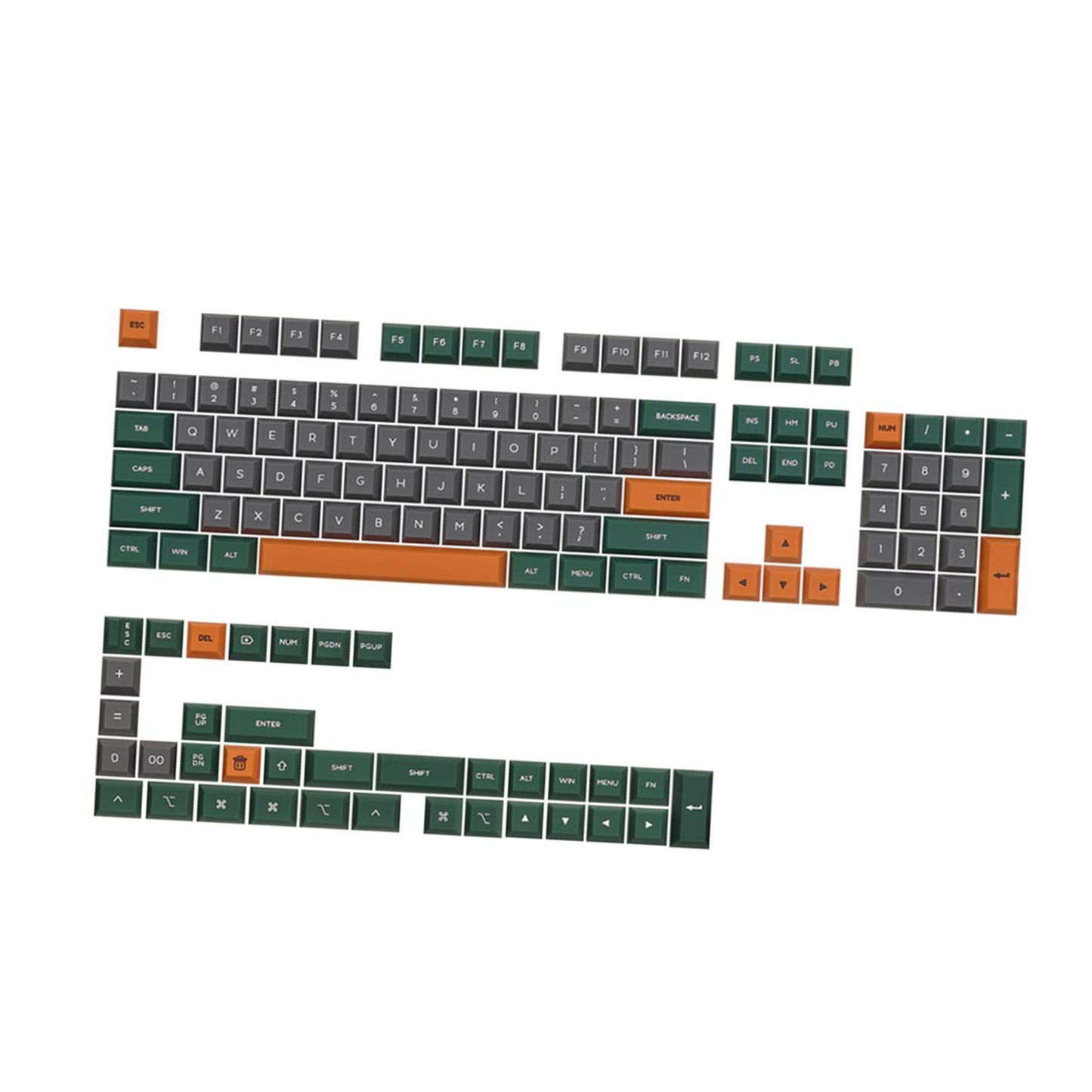 140-Key PC Mechanical Keyboard Keycaps Dustproof Home Office DIY Green