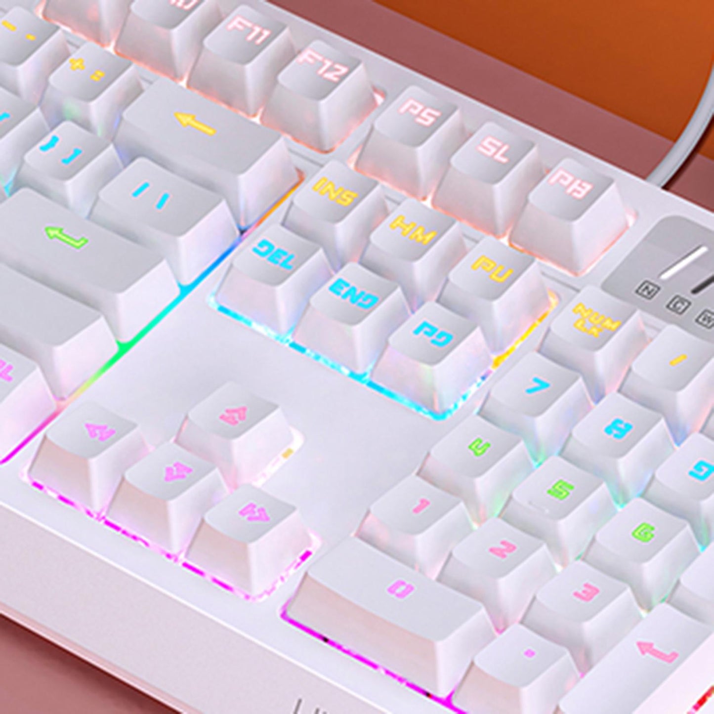 Wired Detachable Panel for Gaming Computer Desktop Mixed Light White