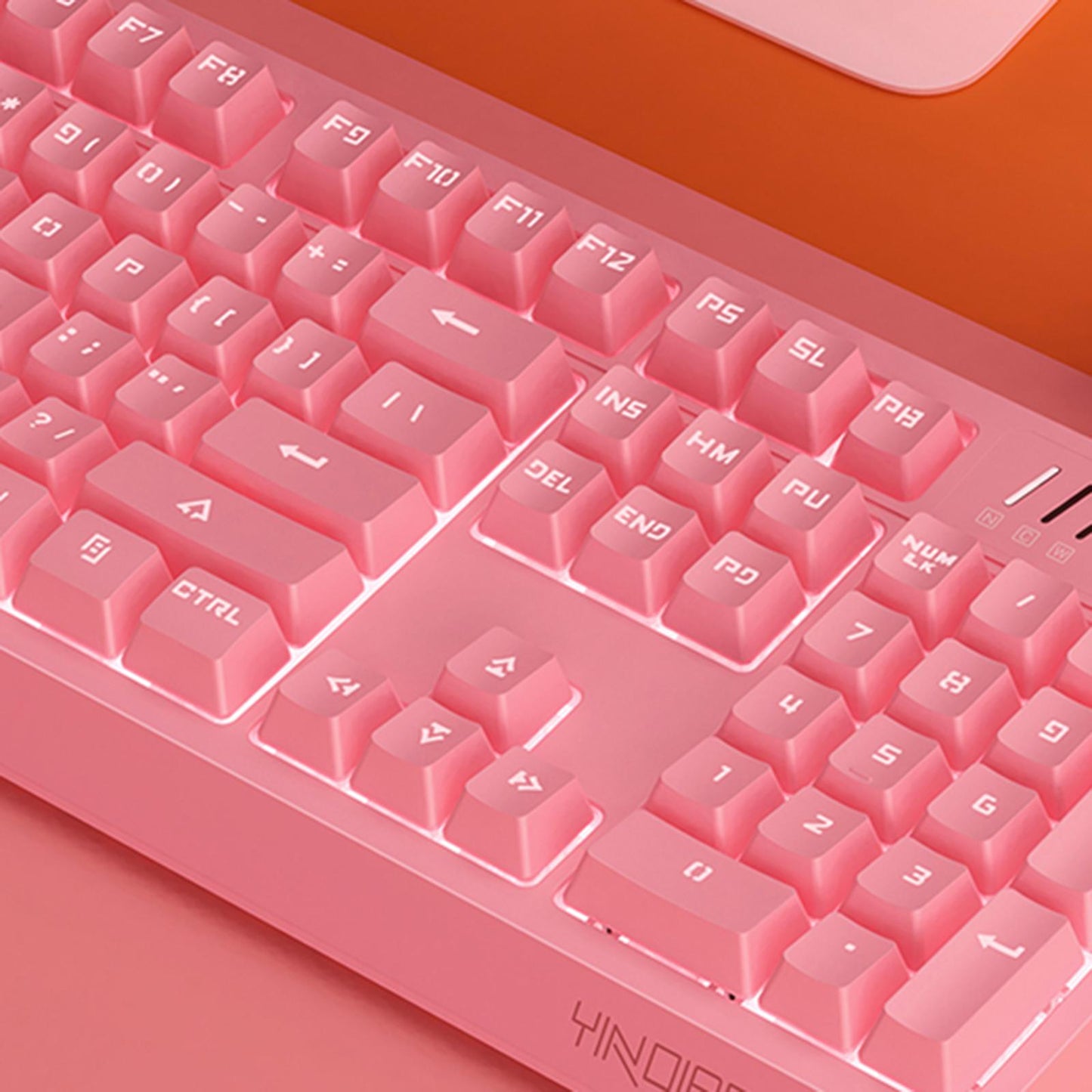 Wired Detachable Panel for Gaming Computer Desktop White Light Pink