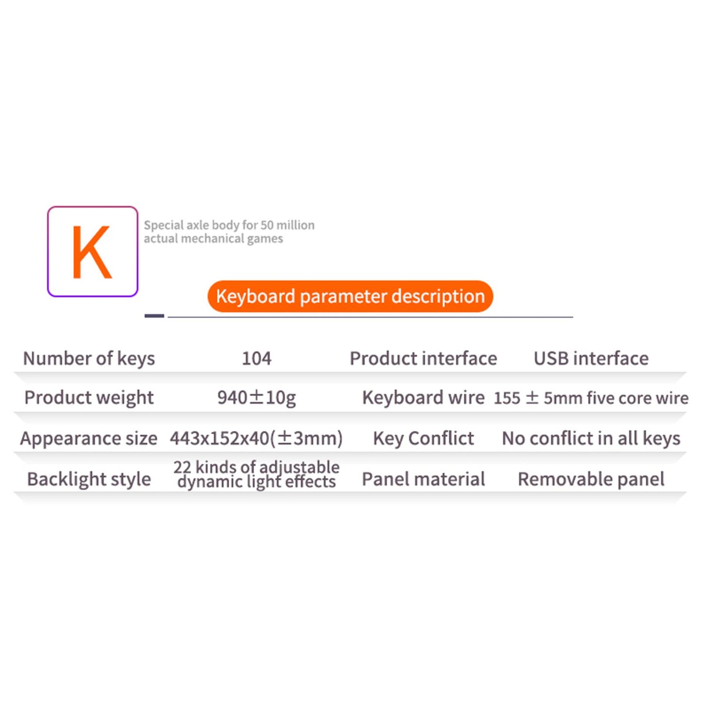 Wired Detachable Panel for Gaming Computer Desktop White Light Pink White