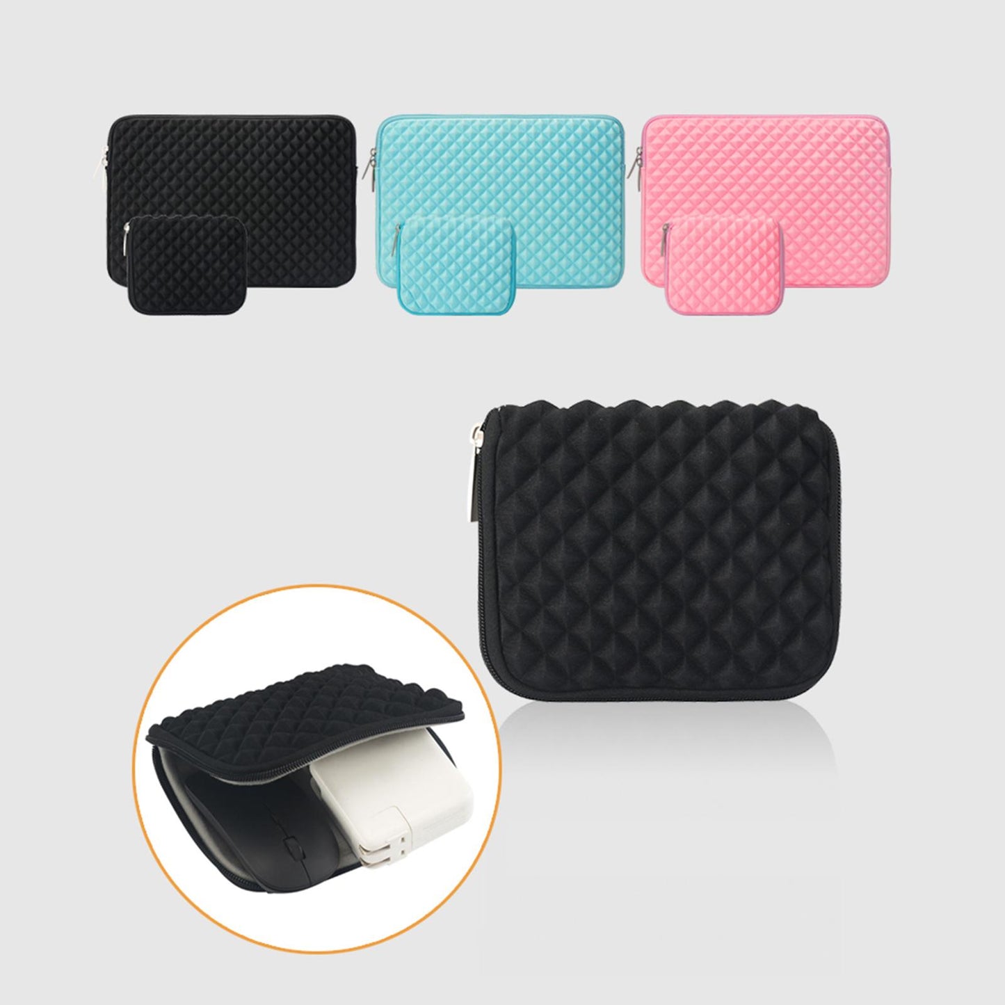 Laptop Sleeve Computer Neoprene Bag Cover With Small Case Black 13inch