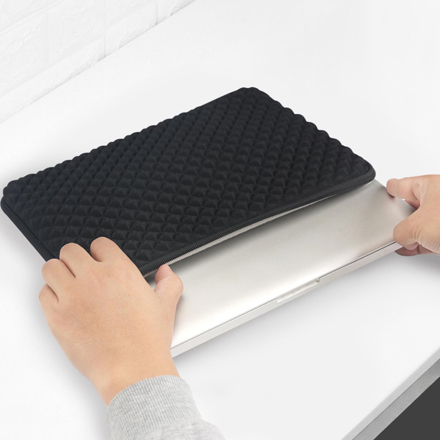 Laptop Sleeve Computer Neoprene Bag Cover With Small Case Black 14-15inch