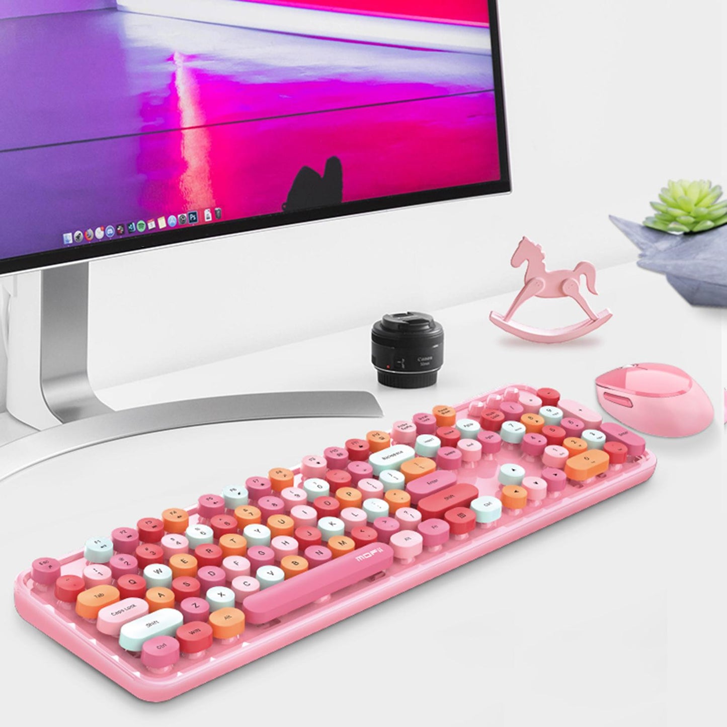 Mini Wireless 2.4G Keyboard with Mouse Combo with Number Pad White