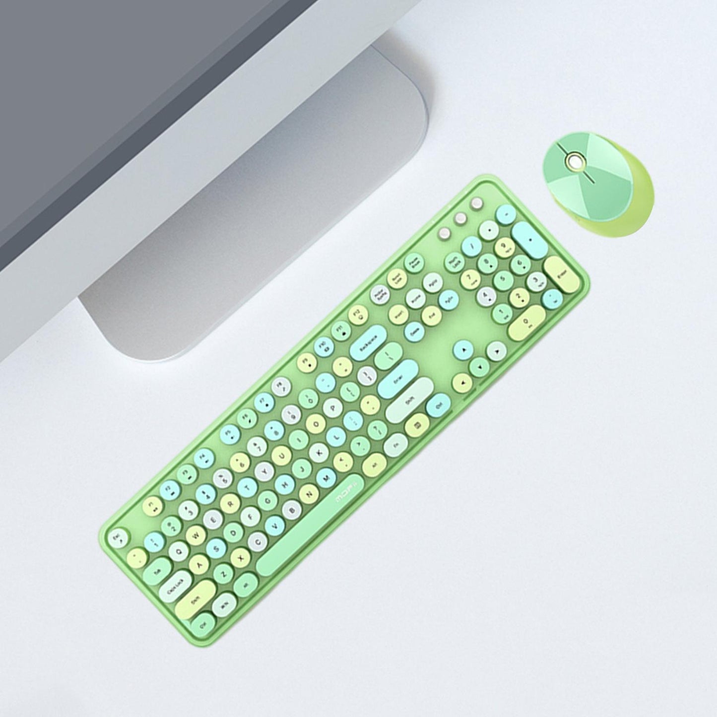 Mini Wireless 2.4G Keyboard with Mouse Combo with Number Pad Green