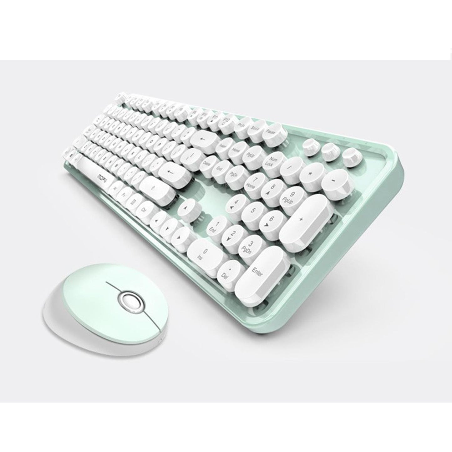 Mini Wireless 2.4G Keyboard with Mouse Combo with Number Pad White Green