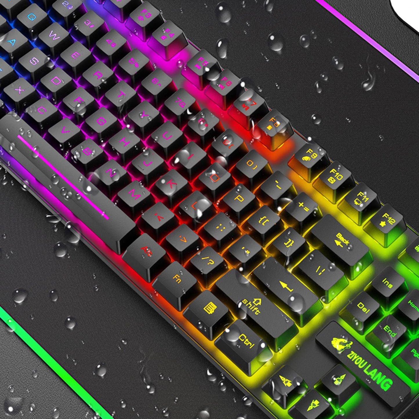 Gaming Wireless RGB Backlit Keyboard and Mouse Combo 2400dpi Black