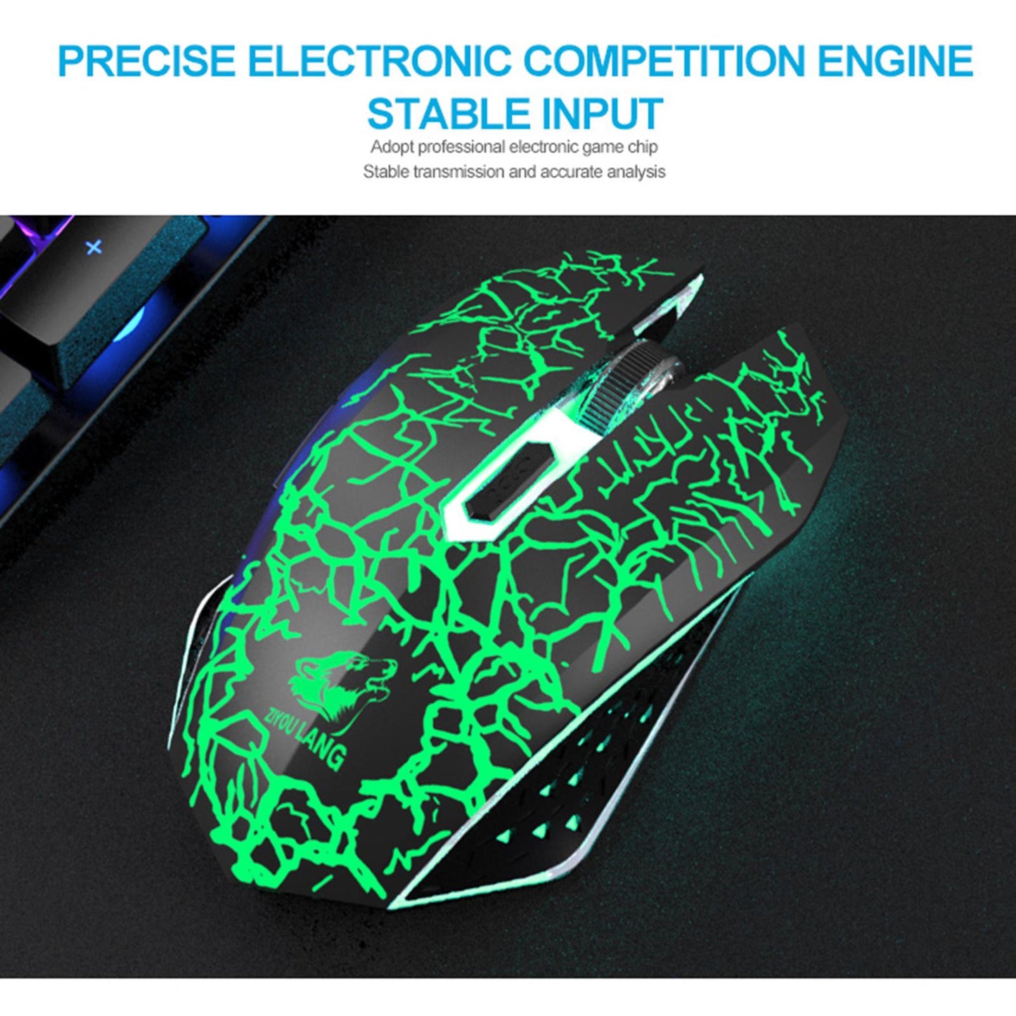 Gaming Wireless RGB Backlit Keyboard and Mouse Combo 2400dpi Black