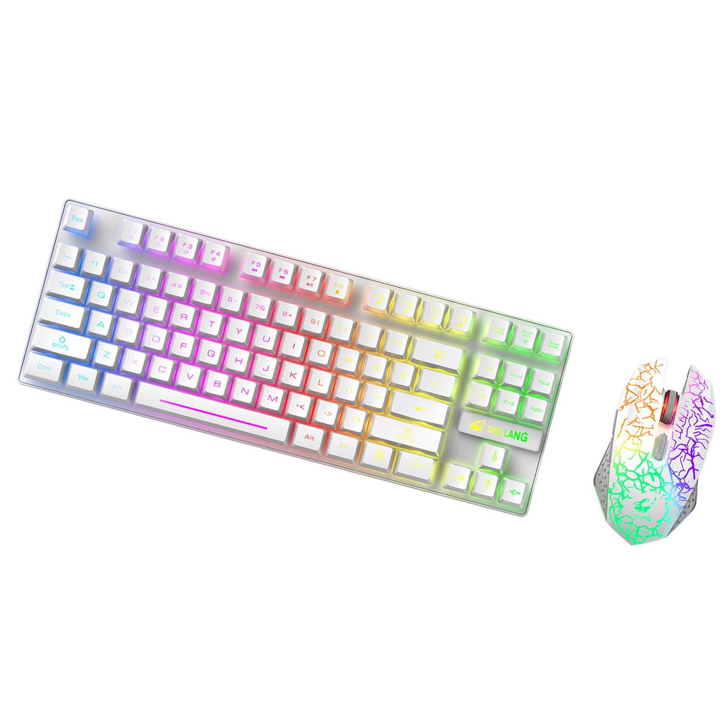 Gaming Wireless RGB Backlit Keyboard and Mouse Combo 2400dpi White