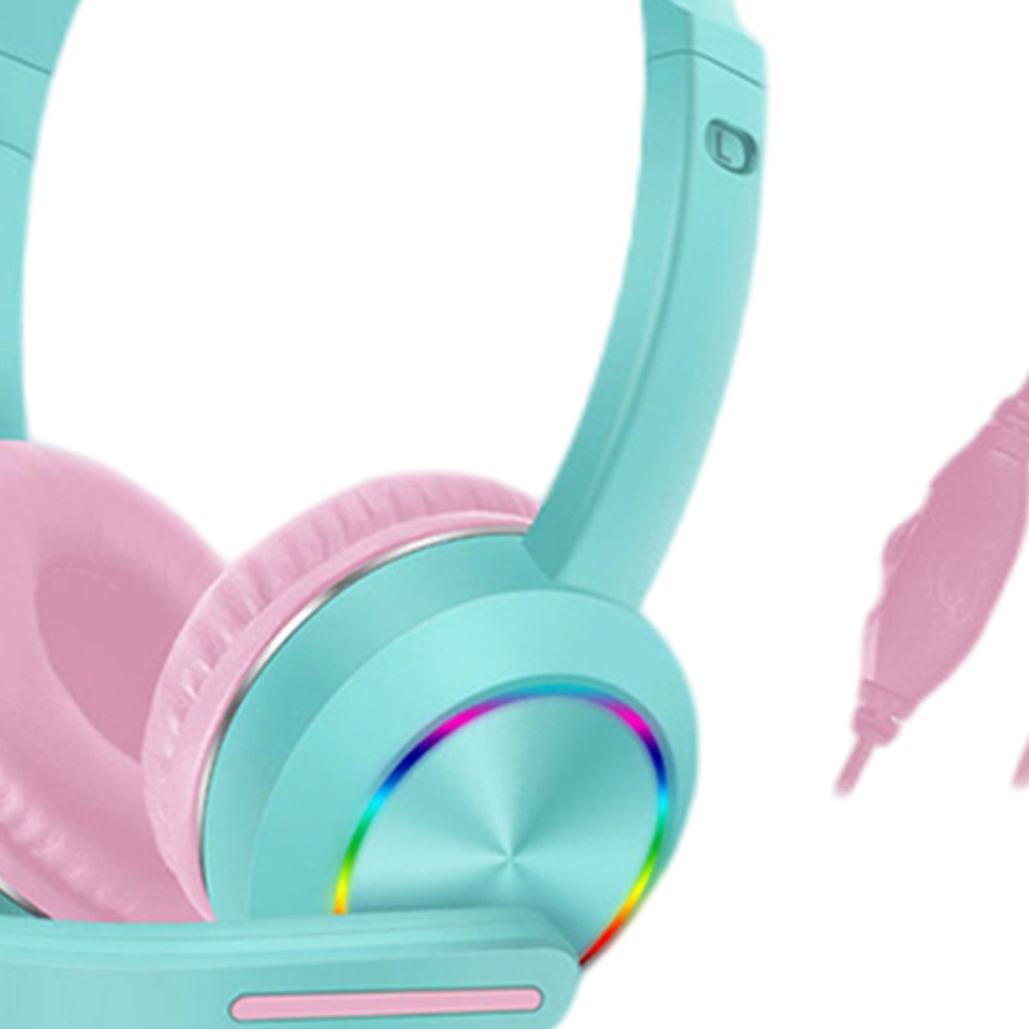 Cat Ear Headphones with Mic 3.5mm Lightweight Headphones Noise Canceling Blue